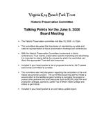 Talking Points for the June 5, 2006 Historic Preservation Committee Meeting