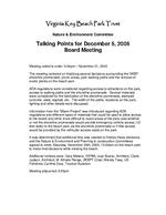 [2005-12-05] Talking Points for the December 5, 2005 Nature and Environment Committee Board Meeting