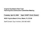 Announcement for a Virginia Key Beach Park Trust Planning and Construction Committee Meeting
