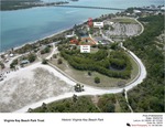 Aerial Photo Showing a Soccer Practice Area and Public Restrooms at Virginia Key Beach Park