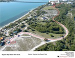 Aerial Photo Showing the Island Pavilion, Vehicle Parking, and Park Entrance at Virginia Key Beach Park