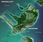 Aerial Map Showing Virginia Key Beach Park and the Location of Virginia Key's Bike Trails