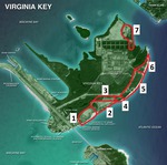 Aerial Map Showing Volunteer Locations at Virginia Key Beach Park