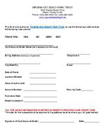 Virginia Key Beach Park Trust Credit Card Authorization Form