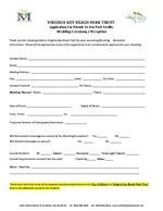 Application For Permit To Use Park Facility For A Wedding Reception or Ceremony