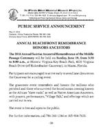 The 2016 Annual Sunrise Ancestral Remembrance of the Middle Passage Ceremony Public Service Announcement