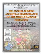 The 2016 Annual Sunrise Ancestral Remembrance of the Middle Passage Ceremony Poster