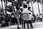 Black and white photo of a dance circle