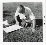 Aardvark interacting with Albert Staehle while he draws at Crandon Park Zoo