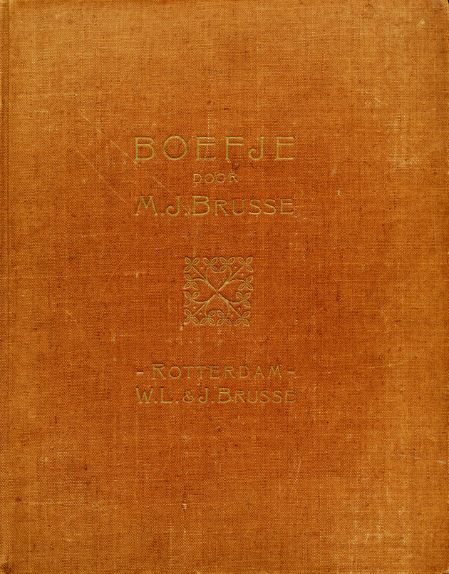 Boefje : naar het leven verteld (Book cover) / door M.J. Brusse ; op veertien steenen in prent gebracht en verlucht met bladversieringen en beginletters door Dirk Nijland ; met een voorrede van Johan de Meester - Variant 1: Front Cover