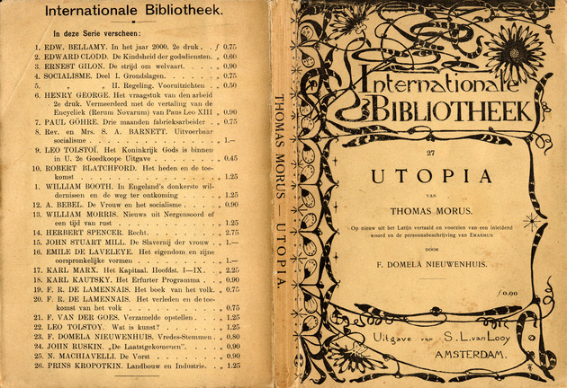 Utopia (Book Cover) / van Thomas Morus ; op nieuw vertaald en voorzien van een inleidend woord en de persoonsbeschrijving van Erasmus door F. Domela Nieuwenhuis