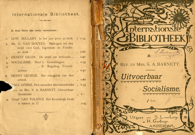 Uitvoerbaar socialisme (Book Cover) / Rev. en Mrs. S.A. Barnett ; door Hel. Mercier