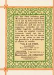 [1900] Vos & De Vries : Amsterdam : Meubelfabriek De Eenvoud Amsterdam. / (Book Cover)