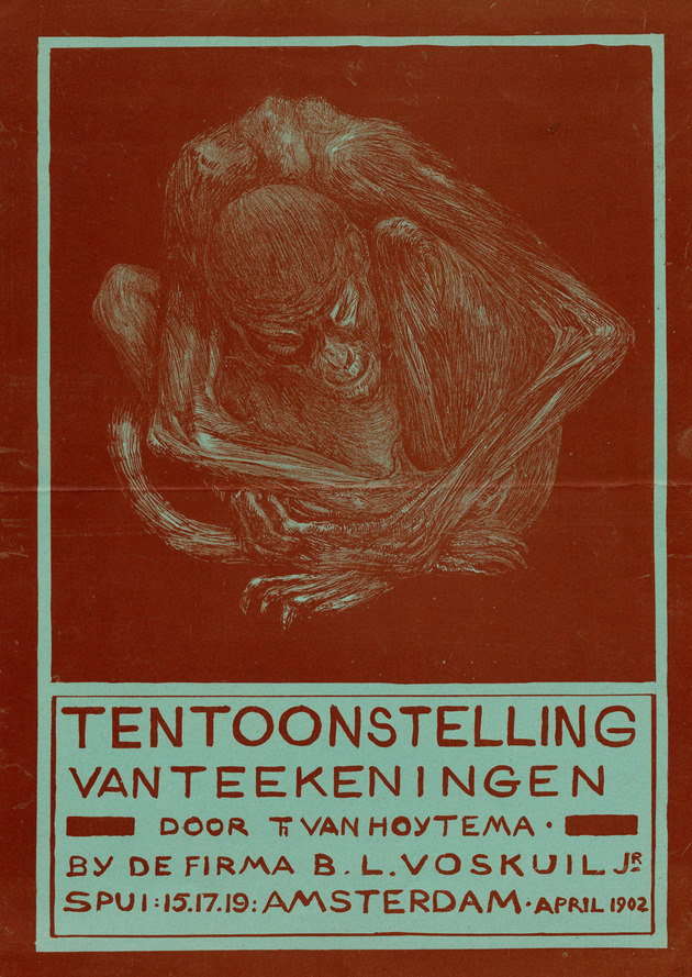 Tentoonstelling van teekeningen door Th. van Hoytema by de Firma B.L. Voskuil Jr. : Spui 15.17.19 : Amsterdam, April 1902. (Display Card)