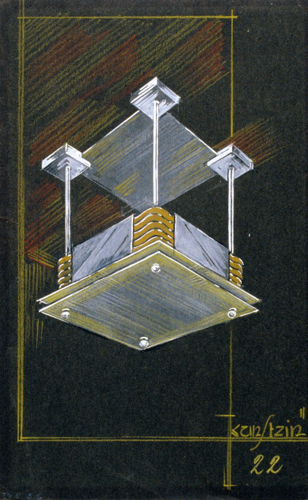 Design drawing for an Art Deco-style chandelier, approximately 1925