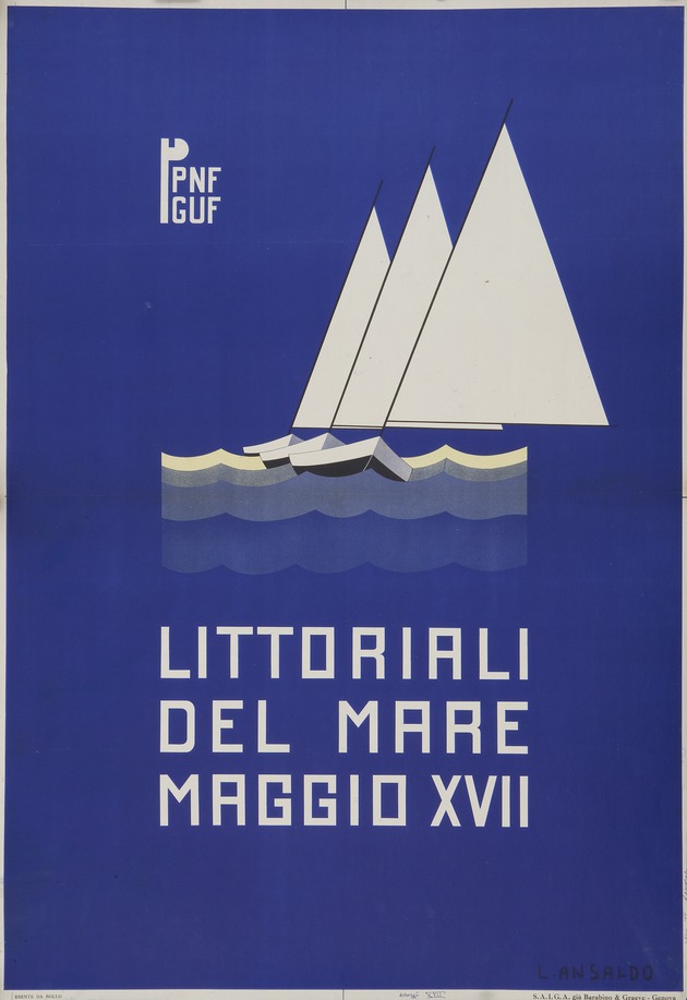 Poster, Littoriali Del Mare Maggio XVII PNF GUF [Littoriali of the Sea May XVII PNF GUF], 1939