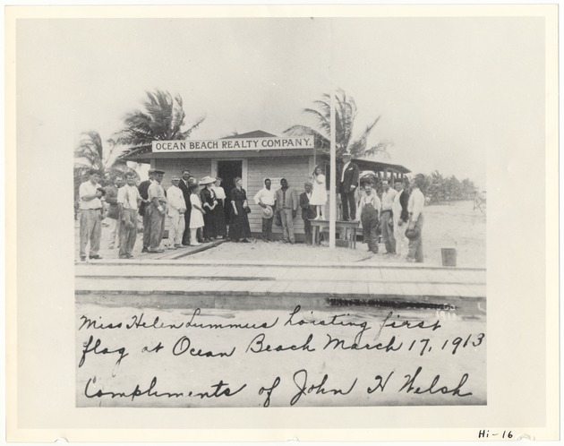 Helen Lummus and others at the opening of the Ocean Beach Realty Co.