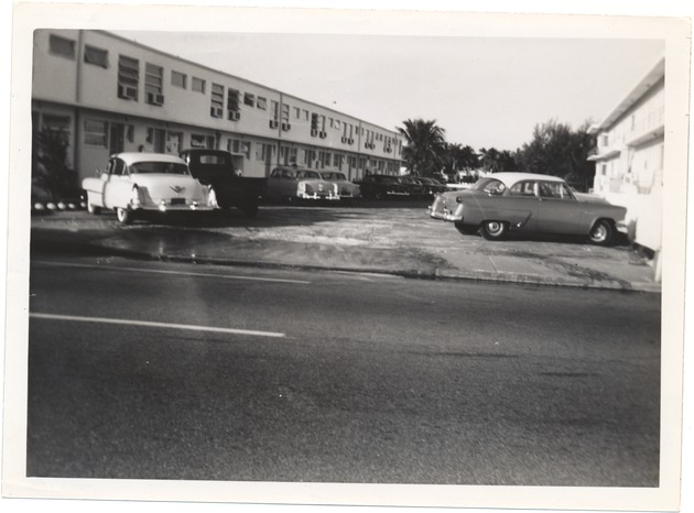 Parking lot behind apartments