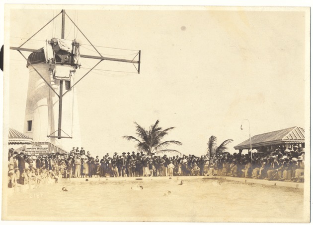 Roman Pool at Oceanfront and 23rd Street - Photograph, recto: [View of the windmill and pool at the Roman Pools]