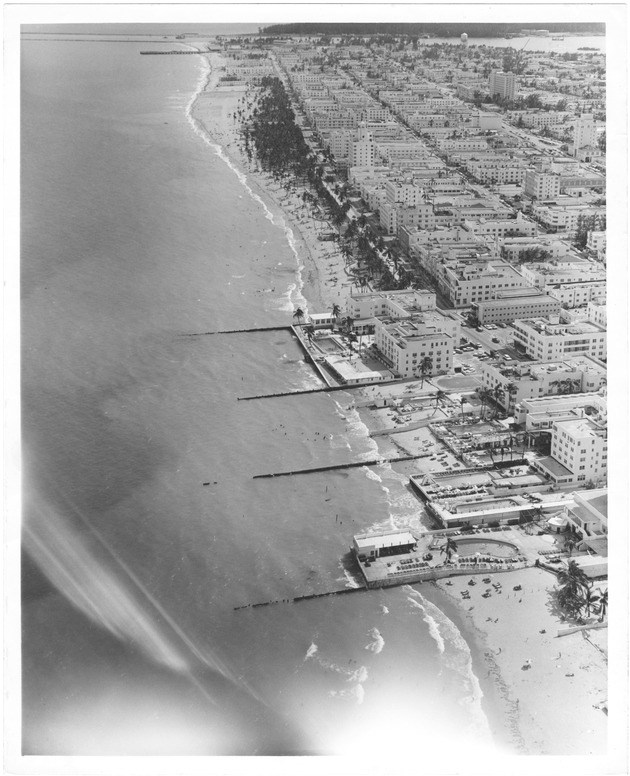 Aerial view of the beach looking south at Lummus Park from the vantage point of Seventeenth Street