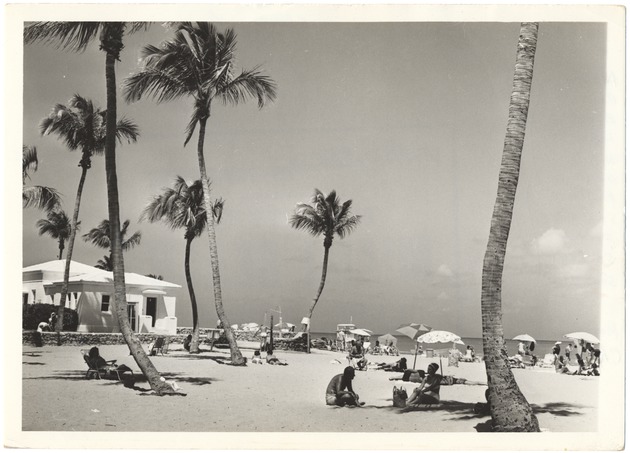 Promotional beach scene at 73rd Beach, 1963
