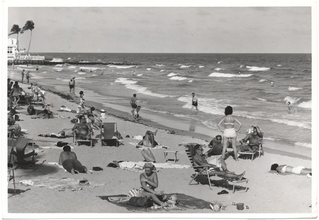 Sunbathers and beach goers on Miami Beach