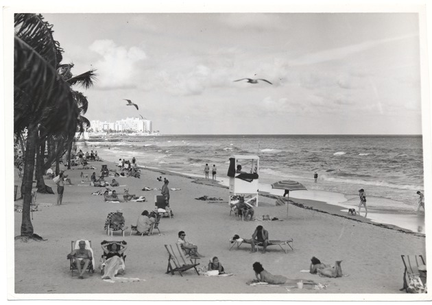 Life guard station and beach goers on Miami Beach