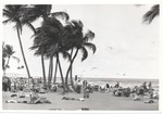Crowds of beach goers on Miami Beach