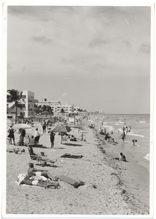Sunbathers and hotels on Miami Beach