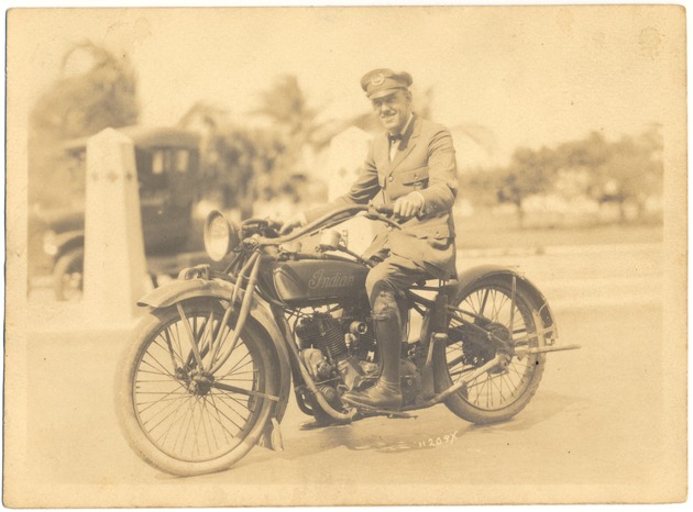 Miami Beach Police Officer W. Vandenburg on his motorcycle