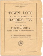 Town Lots in the Townsite of Harding, Fla. (near Miami Beach, Florida) : to be sold at public auction by the United States Government : sale will begin on the ground at Harding, Fla., on February 12, 1924.