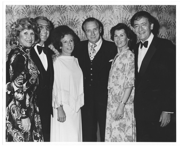 Miami Beach mayor and other dignitaries, 1980 - Photograph, recto: [Shaare Zebec dinner party guests: Martha Mischon, Ron Wayne, Ruth and Albert Rosenberg, Mayor Meyerson and wife, Dec. 16, 1979]