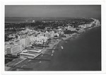 Looking north from the ocean, showing the DiLido, Roney Plaza, Seville, and Fontainebleau Hotels