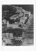 [1965] Looking north along the oceanfront from Twenty-first Street, showing the Cromwell, Roney Plaza, Seville, and Fontainebleau Hotels