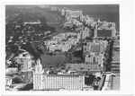 Looking north from the Roney Plaza, showing the Helen Mar, Algiers, Seville, and Fontainebleau Hotels, as well as Lake Pancoast and Indian Creek