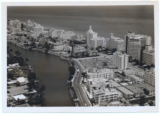 Looking northeast from Indian Creek at Thirtieth Street showing (right to left) the Sans Souci, Saxony, Whitman, Versailles, Good, Cadillac, and Crowne Hotels - 