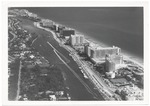 Looking north from Forty-fourth Street, showing the Fontainbleau, spite wall, Eden Roc, Mimosa, Doral, Crystal House, and apartments