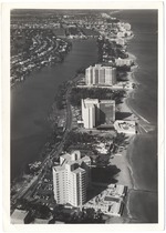 Looking north over the Executive House, Crystal House, and Imperial House with Allison island in the distance