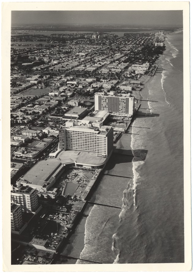 Looking north from Sixty-seventh Street showing the Sherry Frontenac, Deauville, and Carillon Hotels as well as North Beach - 