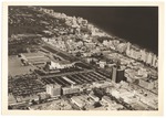 Miami Beach look northeast from Lincoln Road Mall. The Seville and the Fountainbleau Hotel on the upper center and Convention Center on the left