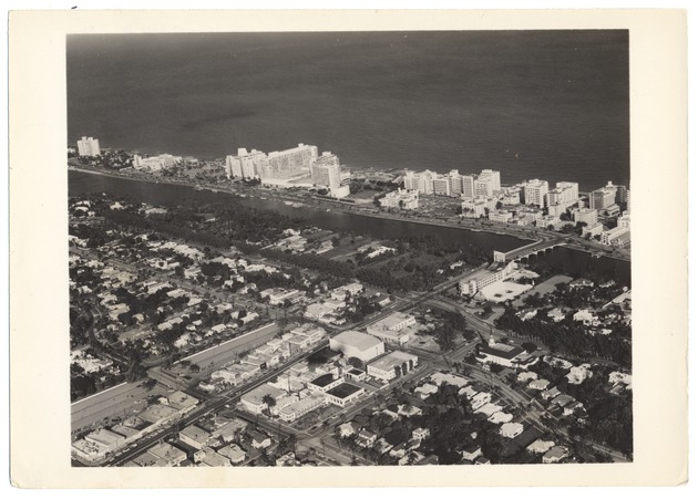 Looking northeast over 41st Street and Royal Palm Avenue. Showing the Moulin Rouge and the Lucerne Hotels and 41st Street bridge - 