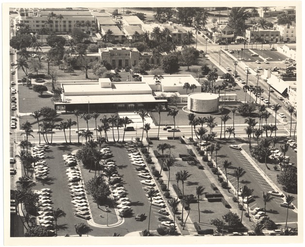 Aerial views of the Miami Beach Public Library - Photograph, recto: [Public Library at Collins Avenue between Twenty-first and Twenty-third Street].