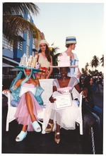 Miami Beach Women exhibiting *Art Deco Hotel* hats in Ocean Drive, Miami Beach