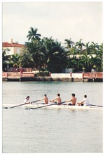 Four Sweep Rowers and coxswain on Indian Creek
