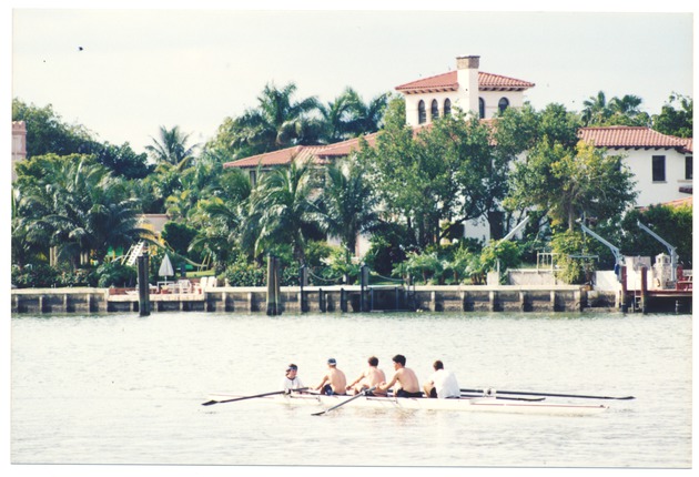 Four Sweep Rowers and coxswain on Indian Creek - 