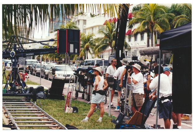 Film shoot at Lummus Park - Photograph, recto: [Film shoot at Lummus Park, 2000]