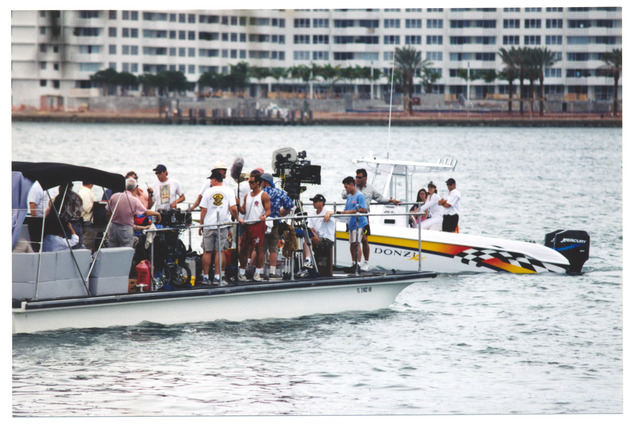 Boat scene during film shoot on Star Island