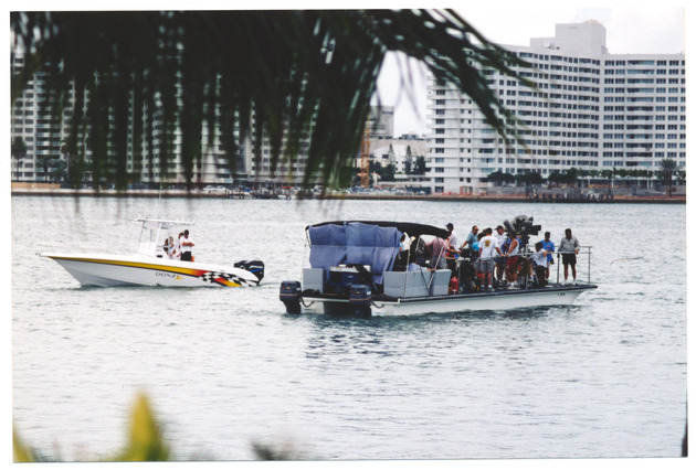Boat scene during film shoot on Star Island