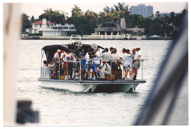 Boat scene during film shoot on Star Island