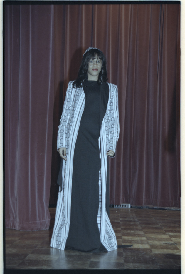 Model poses on stage